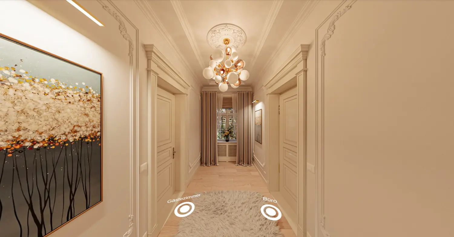 Designmodell in Weiß und Farbe eines Luxushauses